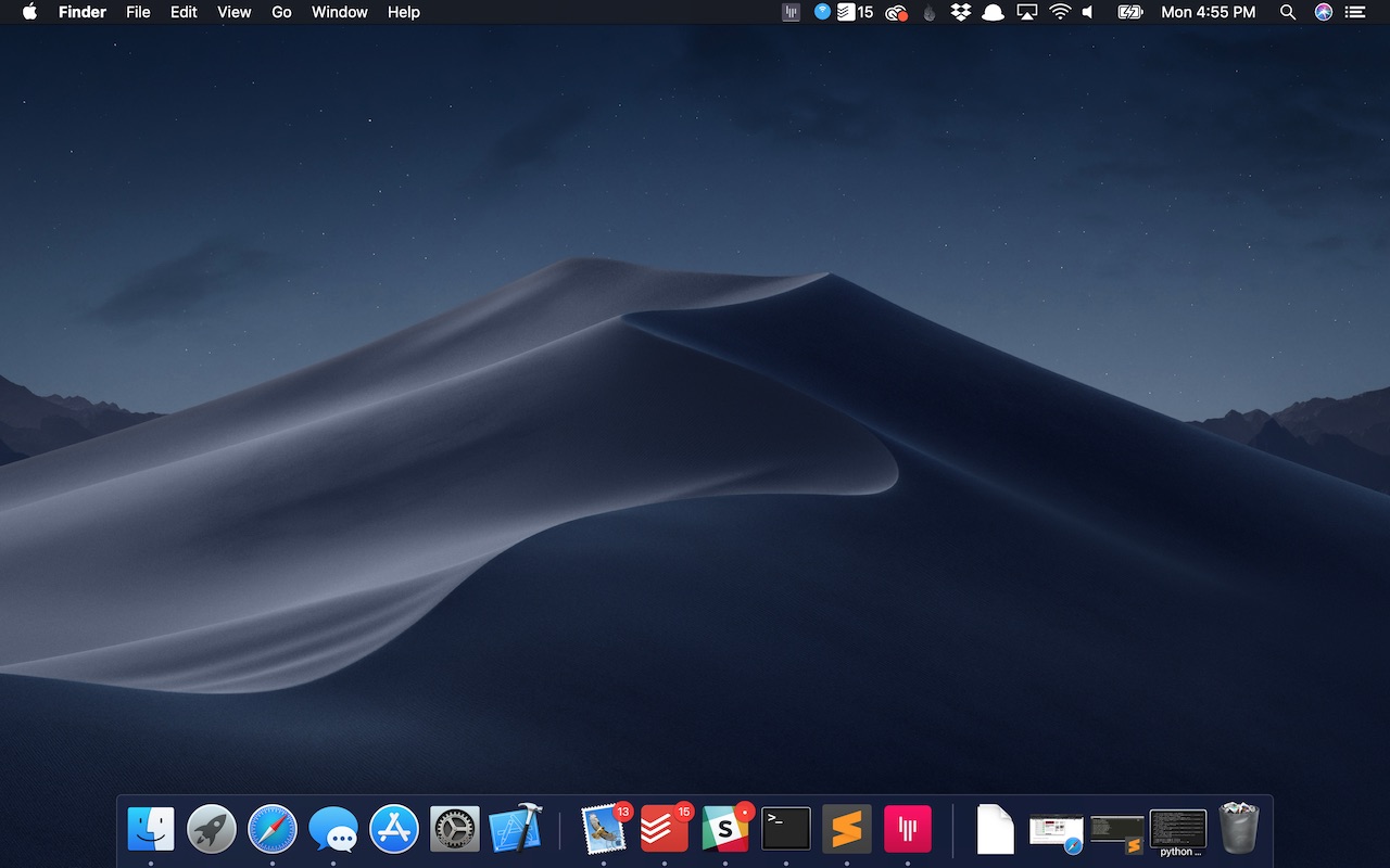 desktop screenshot of Mojave for developers